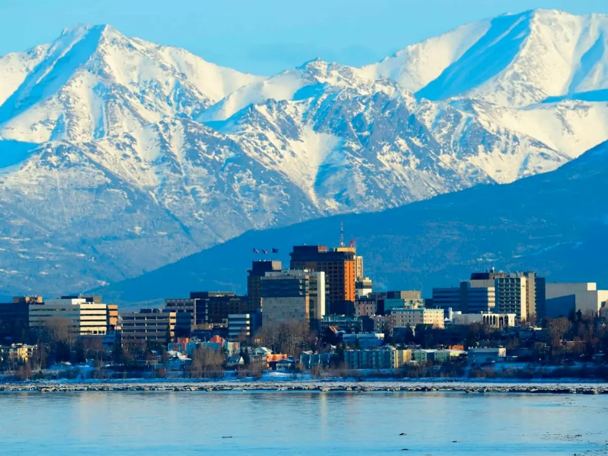 Anchorage, Alaska view with the mountains in the background
